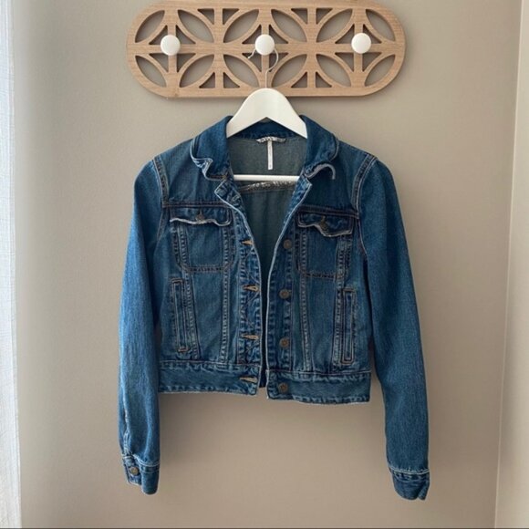 Free People Fitted Denim Jean Jacket Indigo Sz XS - Picture 1 of 9